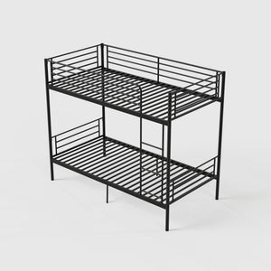 English Elm Bunk Bed Twin Over Iron Frame with Full Guardrail Ladder Kids Room Sleeper W5635P479828