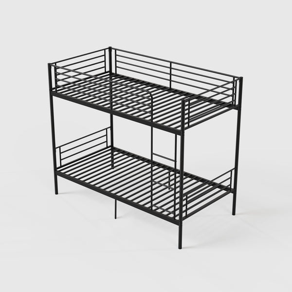 English Elm Bunk Bed Twin Over Iron Frame with Full Guardrail Ladder Kids Room Sleeper W5635P479828