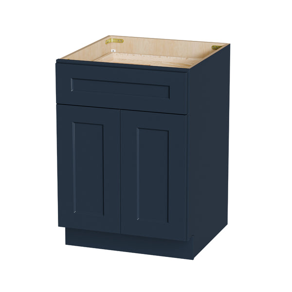 English Elm 24" Navy Shaker Solid Wood Base Cabinet Soft Close Drawer Storage for Kitchen Bath T2950P479979