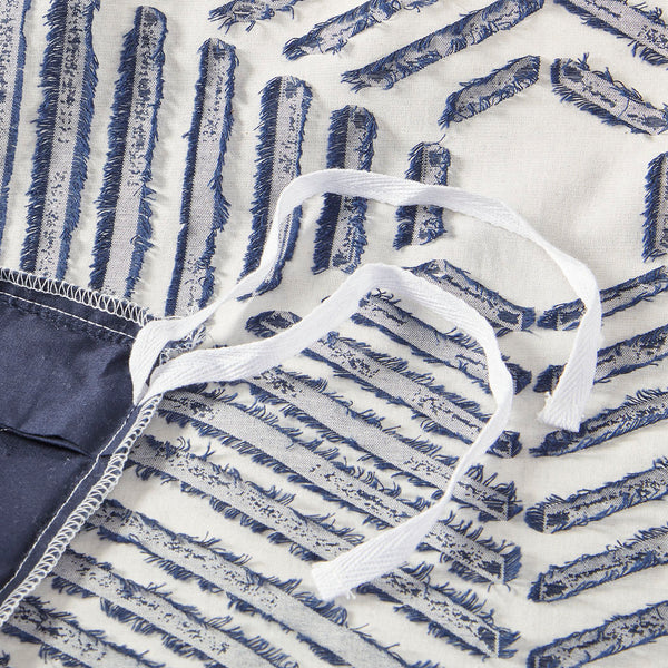 JLA Home INK+IVY - Cotton Ellipse Jacquard Duvet Cover Set — Reversible Navy Geometric Texture, OEKO‑TEX Certified Comfort 92 L x 88 W x 0.13H II12-1071