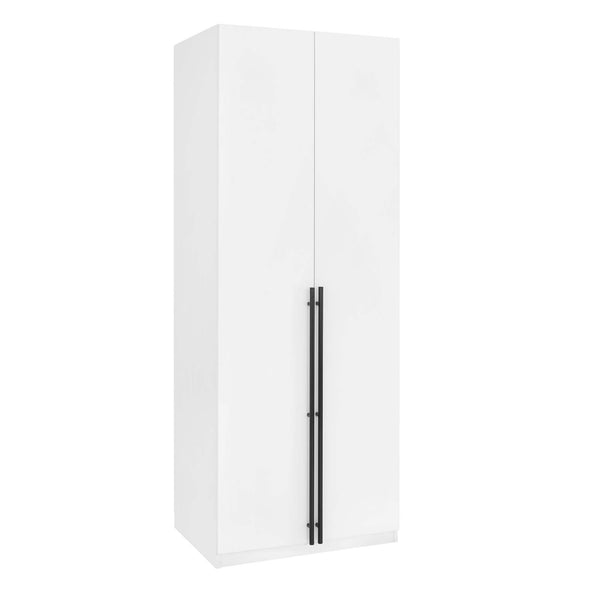 English Elm Lee 32" Wardrobe Closet White — Tall Slim Storage with 3 Shelves, 2 Soft-Close Drawers & Snap Assembly B365S00129