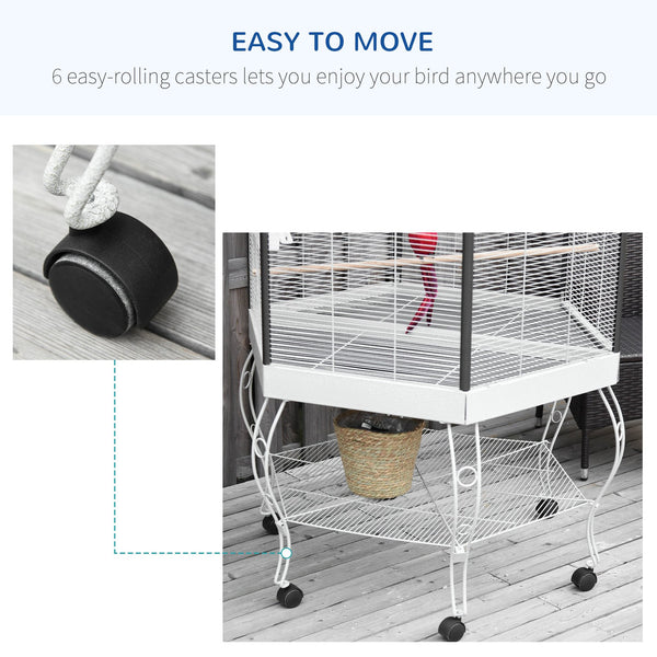 English Elm Flight Hexagonal Aviary Canopy Cage with Rolling Stand for Finches and Parakeets T3971P384203