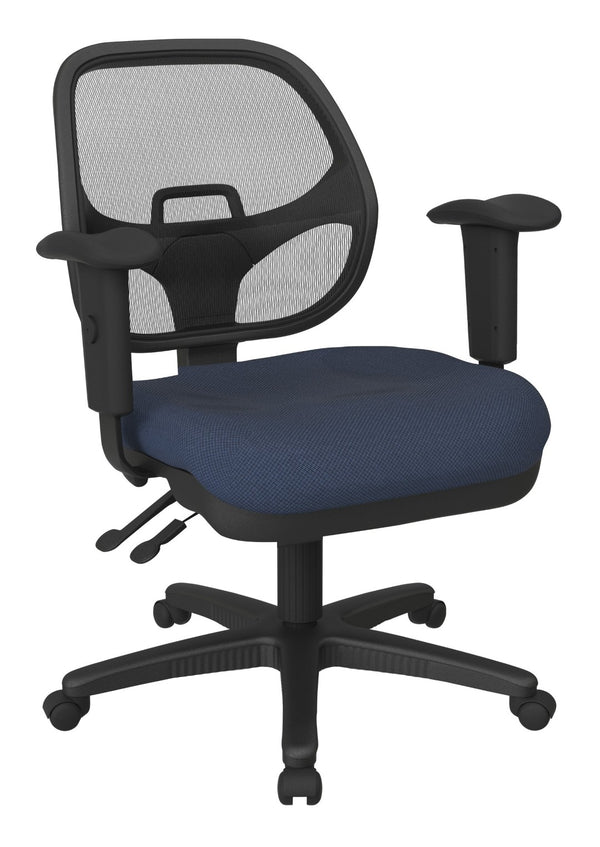 OSP Home Furnishings Ergonomic Mesh Task Chair with Lumbar Support and Pneumatic Seat Height for Home Office Blue Galaxy 29024-296