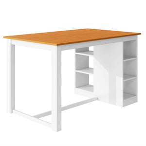 English Elm Topmax 5-Piece Farmhouse Counter Height Dining Set With Storage Shelves & Upholstered Chairs, White N717S000141K-GIGA