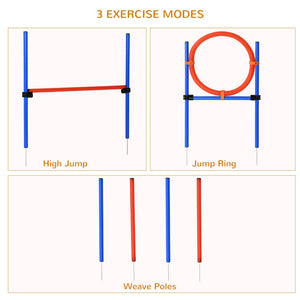 English Elm Pawhut Dog Agility Training Set - 3-Piece Obstacle Course For Small Backyards, Hurdles & Hoops W2225P217624-GIGA