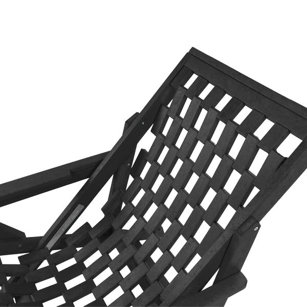 English Elm Pinecrest Outdoor Folding Lounge Chair Recycled Hdpe Reclining Patio Seat with Cushion Black B2745P409690