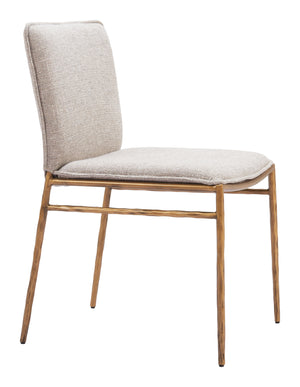 Nordvest Dining Chair Beige & Gold 110275 Zuo Modern