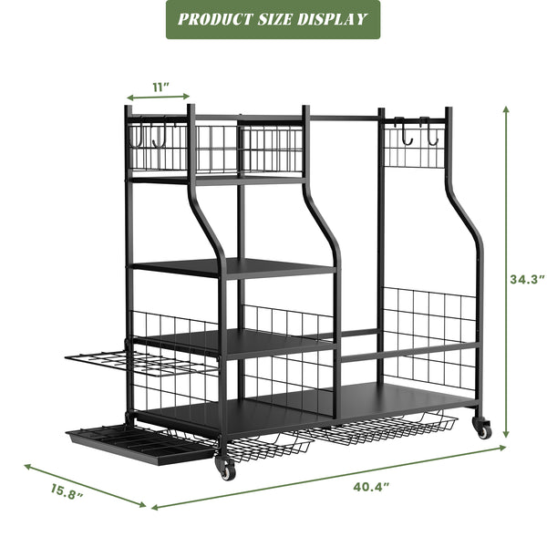 English Elm Golf Bag Organizer Rack with Club Stand Three Shelves and Four Hooks for Garage T3210P392616