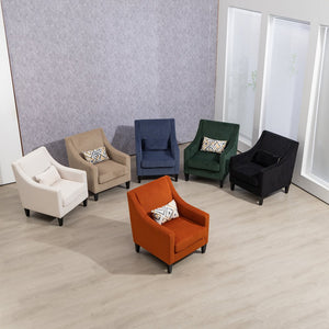 English Elm COOLMORE Modern Accent Chair with Corduroy Upholstery, Solid Wood Frame, Supportive Dual Pillows for Cozy Living Spaces Beige W395P195355