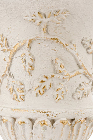 English Elm 14x14x20.3" Classical Magnesium Urn Planter Ornate Carved Relief Antique White Finish W2078P494882