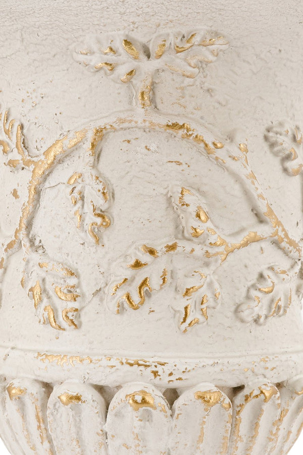 English Elm 14x14x20.3" Classical Magnesium Urn Planter Ornate Carved Relief Antique White Finish W2078P494882