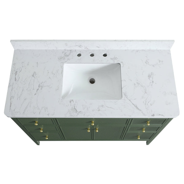 English Elm Fully Assembled 48'' Green Bathroom Vanity With Solid Wood, Engineered Marble Top & Soft-Close Drawers W1826P308982