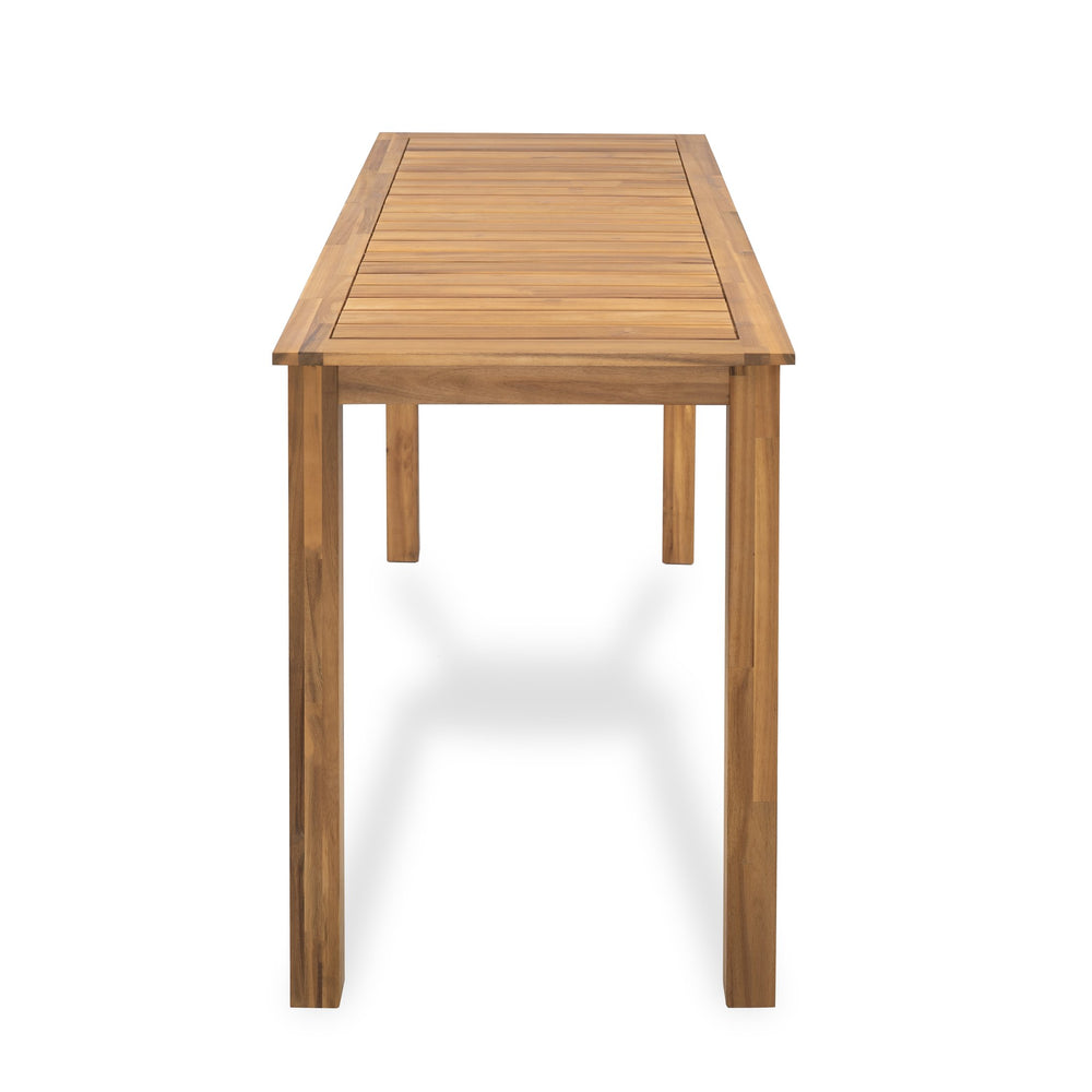 English Elm Christopher Knight Home® - Rectangular Acacia Outdoor Bar Table in Light Teak — 36.5" Bar Height, Slatted Top, Weather-Resistant Finish N776P247430L