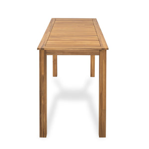 English Elm Christopher Knight Home® - Rectangular Acacia Outdoor Bar Table in Light Teak — 36.5" Bar Height, Slatted Top, Weather-Resistant Finish N776P247430L