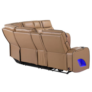English Elm Fortuner Faux Leather Power Reclining Sectional with Led Lighting and Bluetooth Speakers B009S02224