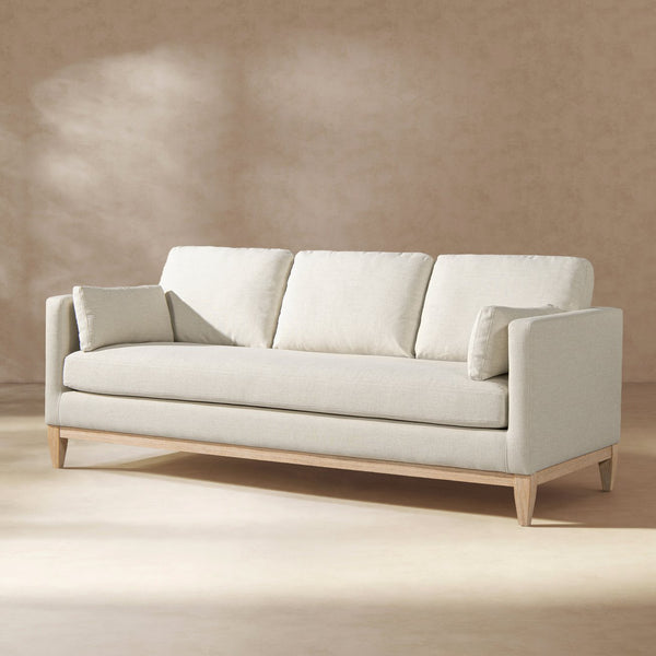 English Elm Jennifer Taylor Home - Knox 84" Modern Farmhouse Sofa in Flax White Linen — Feather-Down Foam, Removable Covers, Durable Fabric B2719P353145