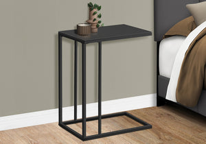 English Elm Accent C-Shaped Side Table with Thick Tempered Glass Top and Sturdy Metal Base for Living Rooms and Offices Black 26 L x 13 W x 5 H B2710P219182