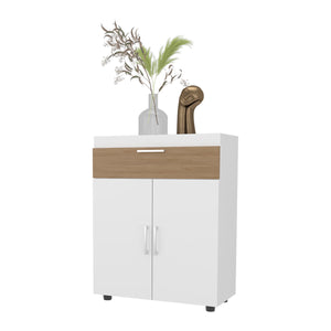 English Elm Pneumatic 3-Door Lift-Up Shoe Rack with 4 Shelves, White & Natural Oak Finish for Organized Entryway B062P323160