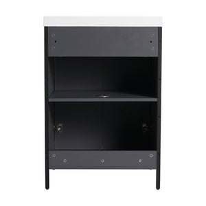 English Elm 24" Freestanding Bathroom Vanity Modern 24in Plywood Cabinet with Soft-Close Hinges, Adjustable Shelf, Scratch & Water-Resistant Finish, KD Packing Excludes Sink W999P251003