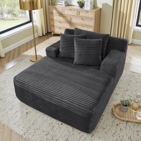 English Elm Single Frameless Velvet Lounge Chair Plush High Density Foam Accent Seat for Living Room Dark Gray W487P420017