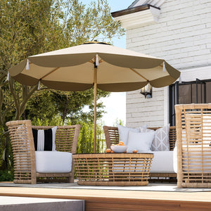 English Elm Outsunny 9 Foot Vented Market Umbrella Upf 50 Plus Polyester Shade for Patio Deck W2225P485591
