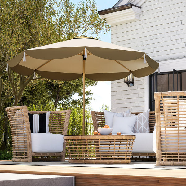 English Elm Outsunny 9 Foot Vented Market Umbrella Upf 50 Plus Polyester Shade for Patio Deck W2225P485591