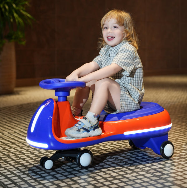 English Elm 12v Kids Ride on Twist Car with Dual Motors Led Wheels Bluetooth and Learning Content W1760P384599