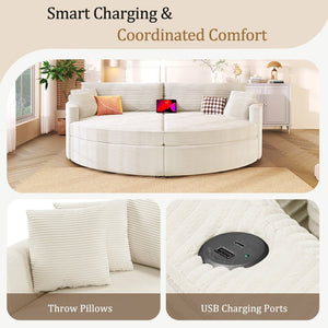 English Elm Oversized Double Chaise Lounge Sofa With Usb Ports & Deep Seating For Ultimate Comfort, Beige N719S002160A-GIGA