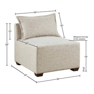 English Elm Modular Armless Chair — Sleek Upholstered Sectional Piece with Durable Fabric, Solid Wood Frame, Cozy Foam Seating and Versatile Configurations for Modern Living Room Decor Linen 31 L x 35 W x 18.25 H B035129471