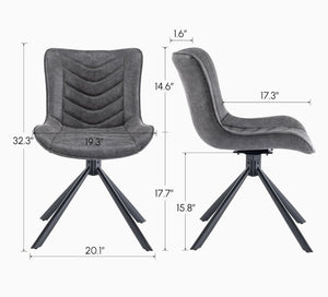 English Elm Mid-Century Modern Swivel Wingback Dining Chair Set Of 2 - Elegant Leather Accent Chairs In Dark Gray T3903P405992