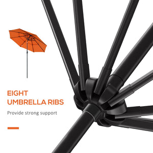 English Elm Outsunny 9Ft Orange Patio Umbrella With Crank, 3-Tier Venting For Deck & Lawn Shade, Easy Tilt W2225P174162-GIGA