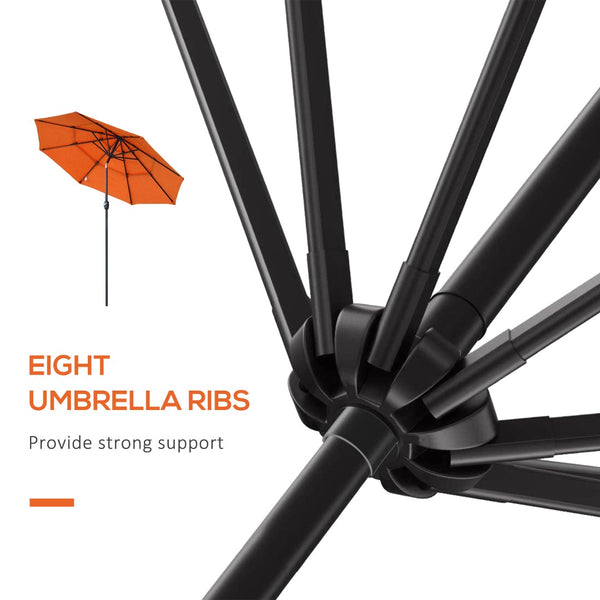 English Elm Outsunny 9Ft Orange Patio Umbrella With Crank, 3-Tier Venting For Deck & Lawn Shade, Easy Tilt W2225P174162-GIGA