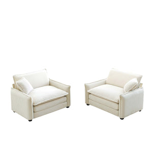 English Elm Beige Corduroy Deep-Seated Sofa Set – Luxurious Comfort & Stylish Versatility For Living Spaces W714S00677