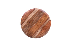 Porter Designs Porter Sonora Round End Table - Handcrafted Solid Sheesham Wood With Elegant Beveling & Tapered Legs Brown Wood 05-196-08-9740