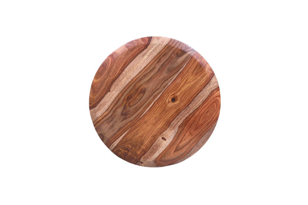 Porter Designs Porter Sonora Round End Table - Handcrafted Solid Sheesham Wood With Elegant Beveling & Tapered Legs Brown Wood 05-196-08-9740