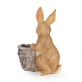 Christopher Knight Home® - Noble House - Tooke Outdoor Decorative Rabbit Planter, White and Brown