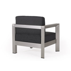 English Elm Christopher Knight Home® - AVIARA Aluminum Club Chair with Deep Seating and Low-Profile Design, Durable 400 lb Capacity, Compact Silver 64077.00SC