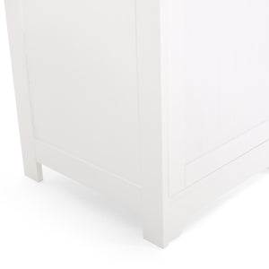 English Elm Christopher Knight Home® - BATHROOM Linen Tower Cabinet with Faux Wood Finish, Modern Slim Vertical Slat Design, Storage Organizer White 66606.00