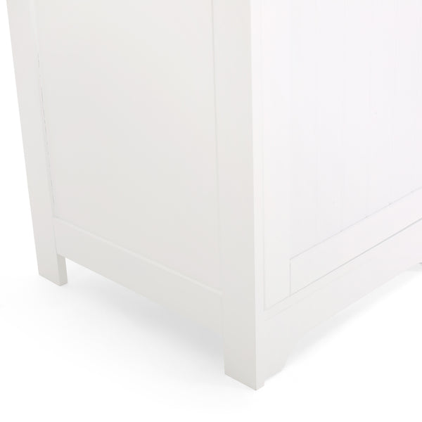 English Elm Christopher Knight Home® - BATHROOM Linen Tower Cabinet with Faux Wood Finish, Modern Slim Vertical Slat Design, Storage Organizer White 66606.00