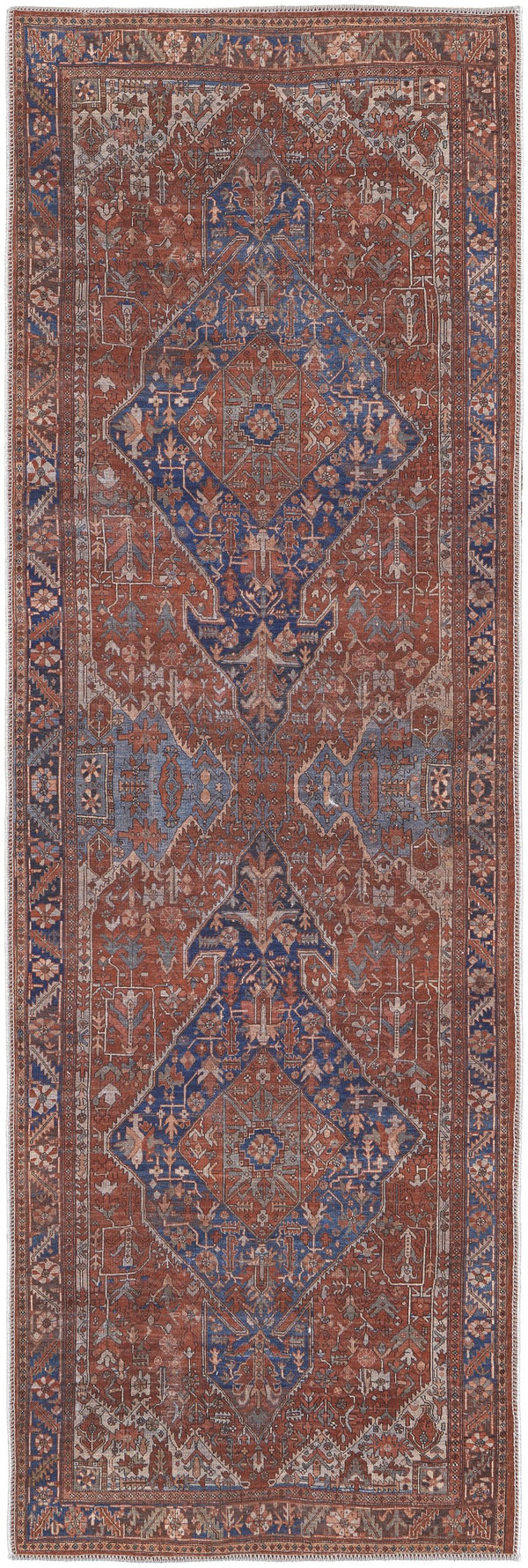 Feizy Rugs Rawlins Vintage-inspired Medallion Rug – Stunning Antique Design In Warm Red And Cool Blue Hues Red,Tan,Blue Polyester Rln39hqfrednvyi7a