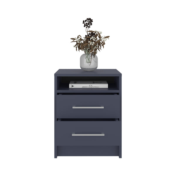 English Elm Nightstand with 1 Drawer and 3 Open Shelves, Compact Alby Finish for Stylish, Organized Bedrooms Blue 23.62 L x 19.69 W x 6.3 H B097P395895
