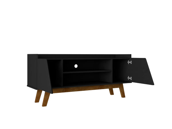 English Elm Marcus 53" TV Stand with Soft-Close Doors, Cable Management, 4 Shelves & Solid Pine Legs Durable Black B365P397898