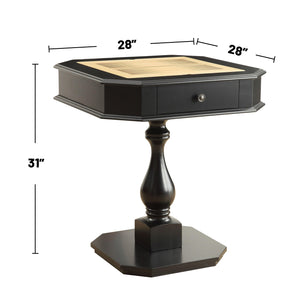 English Elm Square Cherry Finished Game Table with Turned Pedestal Base for Study or Library B016P314078