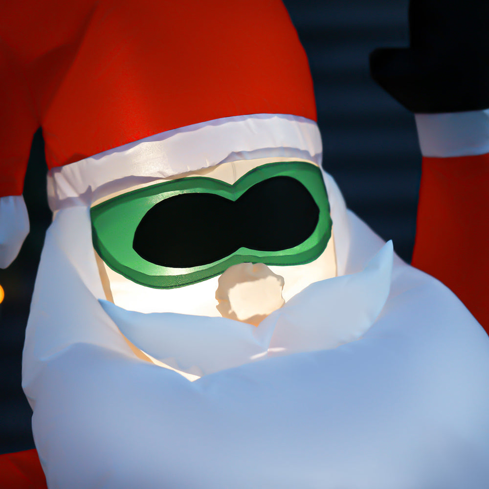 English Elm Homcom 7.3 Ft Inflatable Santa Flying Airplane Yard Decor With Led Lights - Easy Setup & Weatherproof! W2225P249975