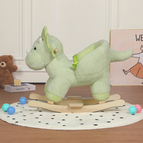 English Elm Kids Plush Dinosaur Rocking Toy with Safety Belt Lullaby Sounds and Hand Puppets W3723P374145