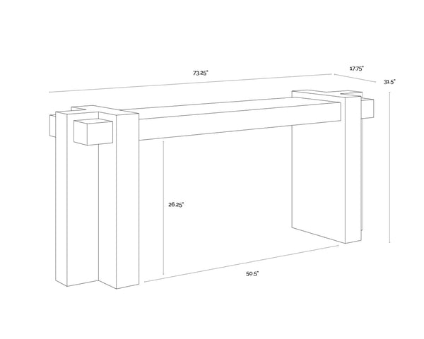 Sunpan MINERVA Console Table - Sculptural Luxury with Marble Top & Interlocking Wood Base for Modern Homes 112152