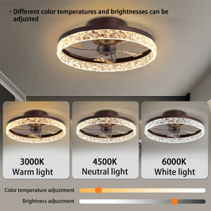 English Elm Low Profile Caged Ceiling Fan Modern Industrial 20" 7-Blade Compact Metal Body Reversible Motor Light Remote Brown W2312P374766