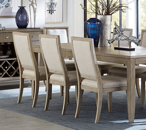 English Elm Modern 9 Piece Extendable Oak Veneer Dining Set with Upholstered Chairs Gray Finish B011S01551
