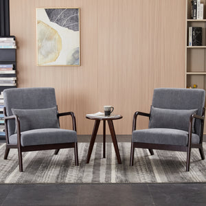 English Elm Mid-Century Accent Chair & Walnut Coffee Table Set - Vintage Elegance For Living Room & Bedroom Use W2989P362782