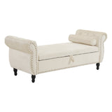 Christopher Knight Home® - Noble House - - Velvet Multifunctional Storage Rectangular Ottoman Bench With 1 Pillow, Beige